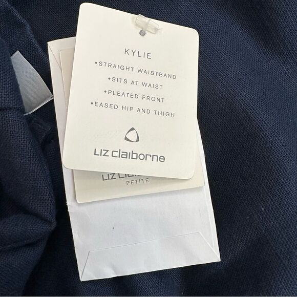 NWT Liz Claiborne Linen Blend Kylie Navy Blue Wrinkle Free Pants - Picture 12 of 13